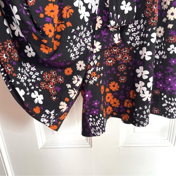 LuLaRoe Paper Bag Shorts Ella - Orange Purple Floral Black Small Bow Belt NWT - Picture 7 of 11